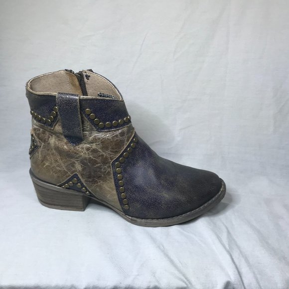 Circle G By Corral Ladies Ankle Boots Navy Star Inlay Studs Ankle Size 7 - Picture 1 of 8